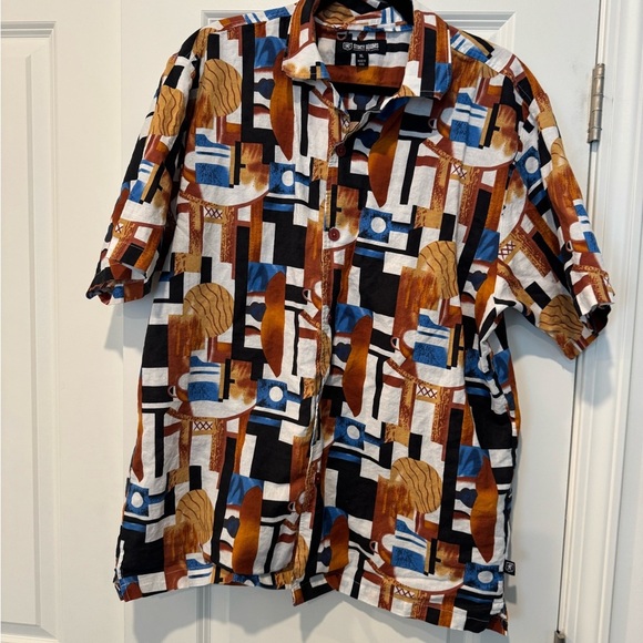 Stacy Adams Abstract Design Short Sleeve Linen Shirt - Picture 2 of 7